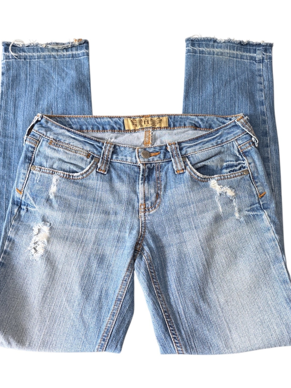 Vintage Y2K HINT Jeans Size 7 Ultra Low Rise Straight Leg Slight Flare
